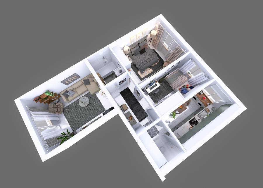 3D-Grundriss (Visualisierung!) | Verkauf Wohnung - München Moosach