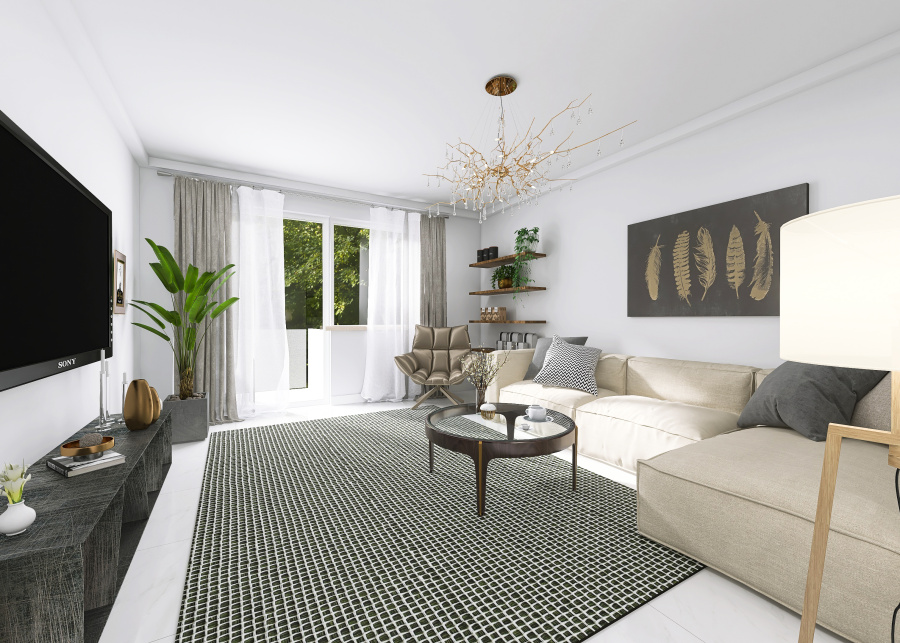 Wohnzimmer (Visualisierung!) | Verkauf Wohnung - München Moosach